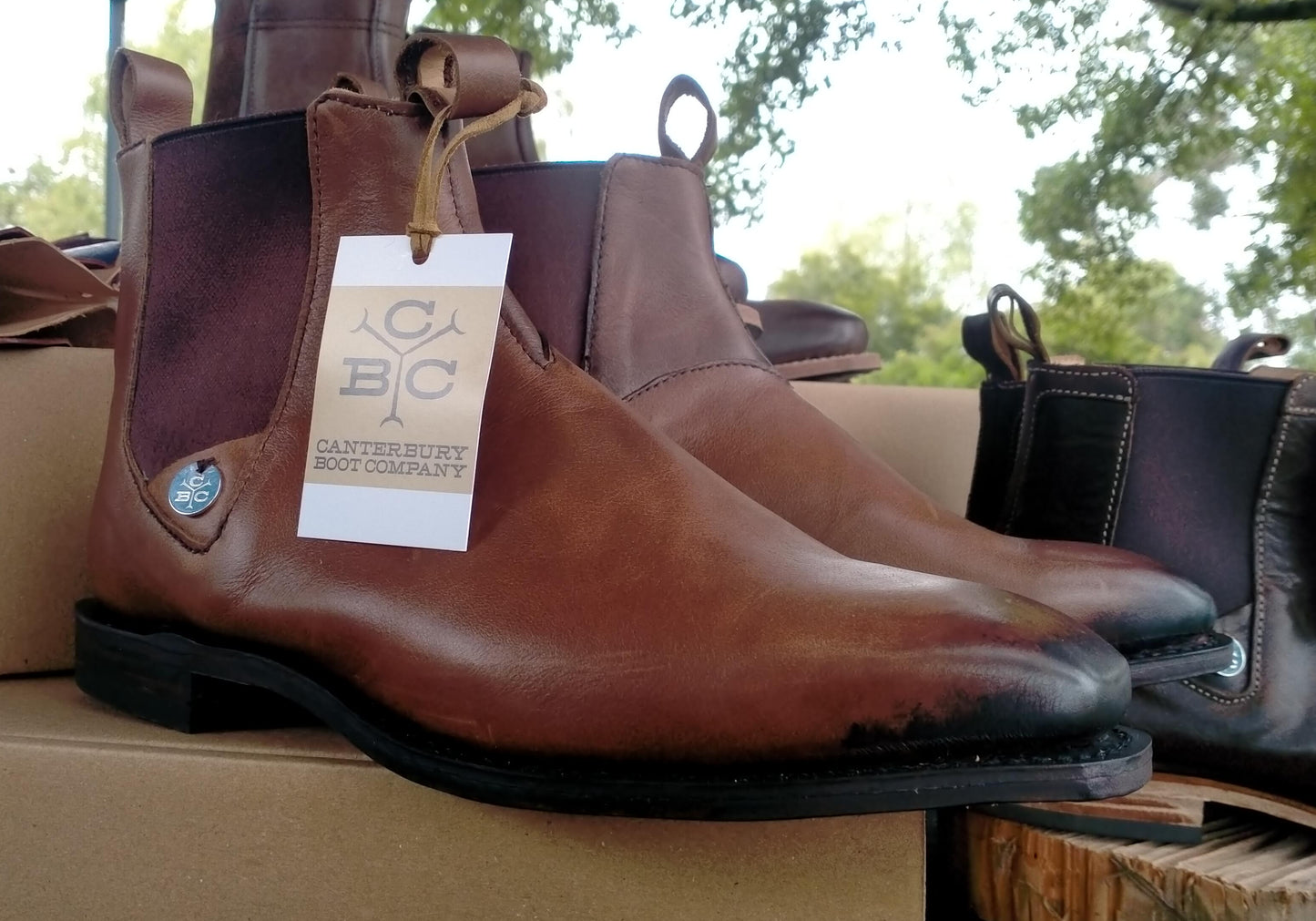 Mens Tan Burnished Boot