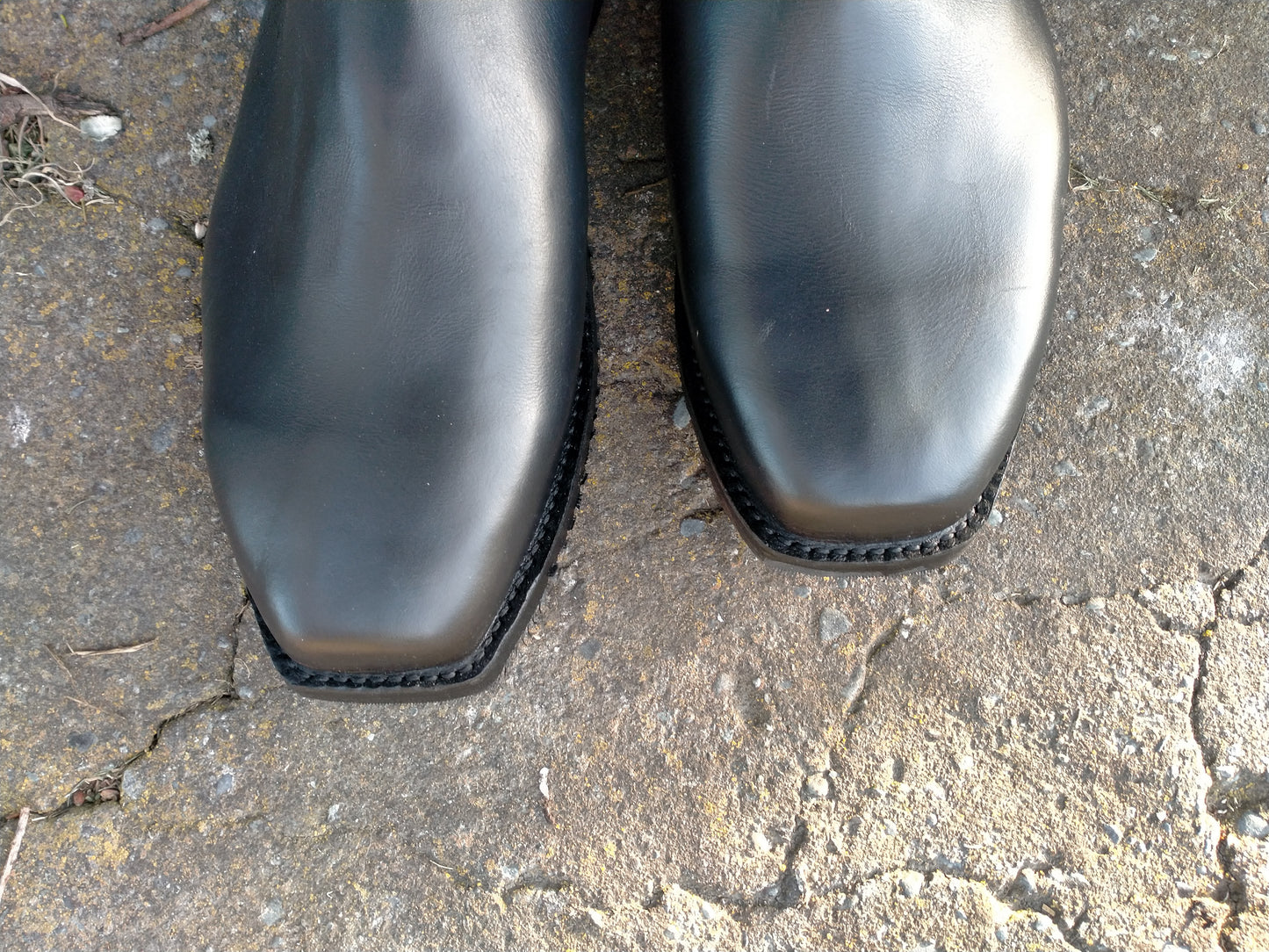 Mens Black & Tan Long Leather Hunt Boots